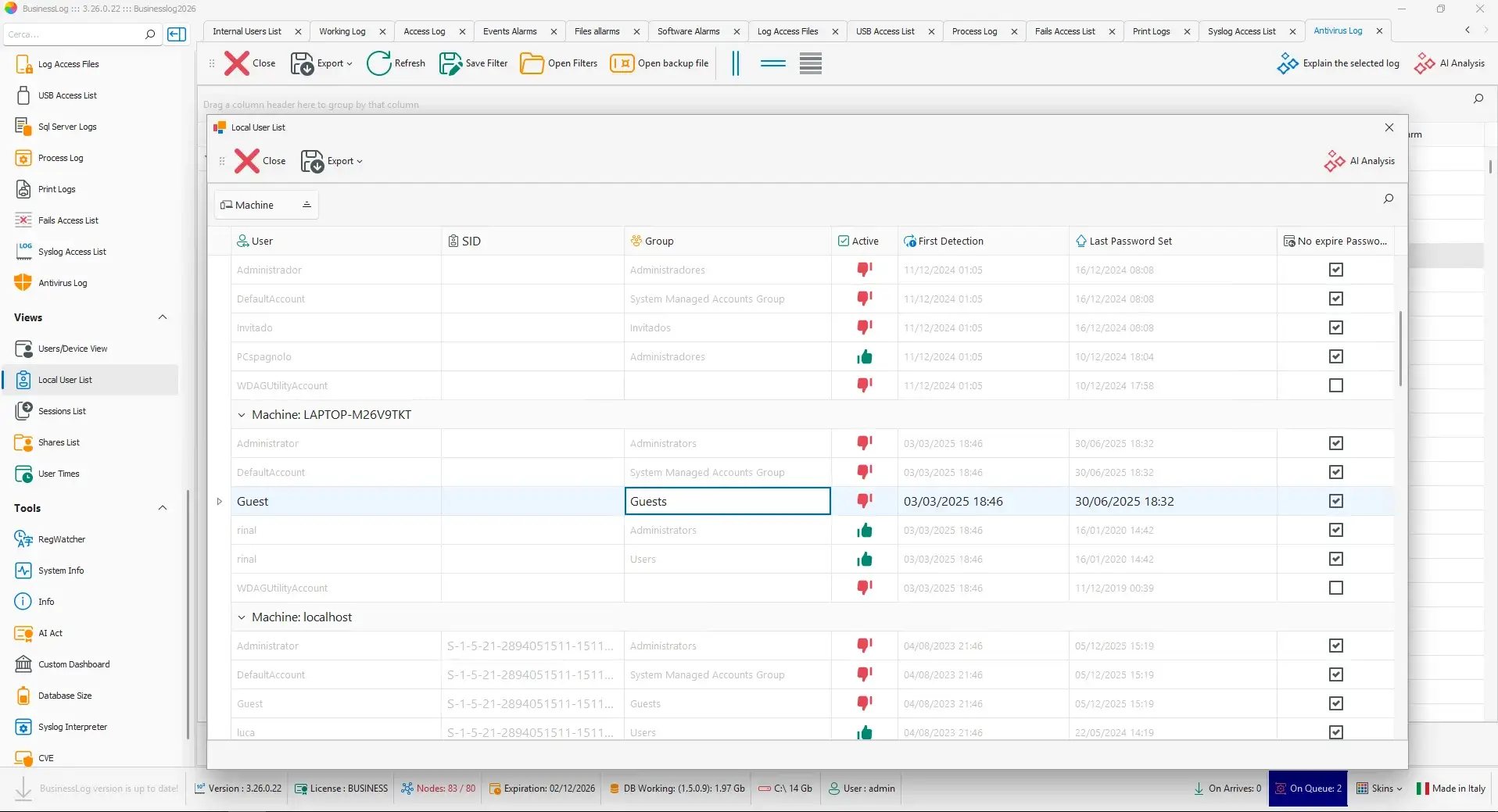 Local user discovery and account visibility